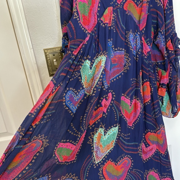 Farm Rio blue Shinny hearts print balloon sleeve maxi dress - Picture 13 of 16